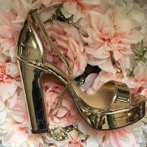 Nasty GAL gold disco platform sandal shoes